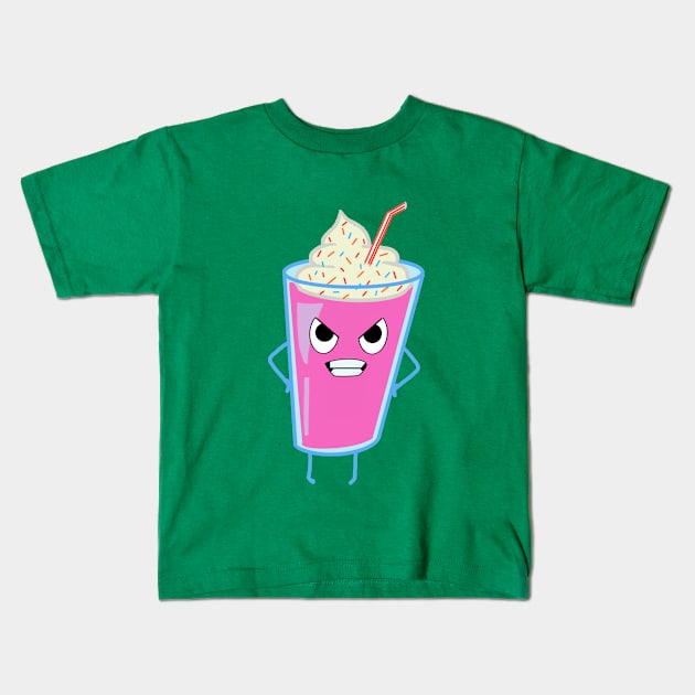 Angry Kawaii Milkshake Kids T-Shirt by DesignsBySaxton